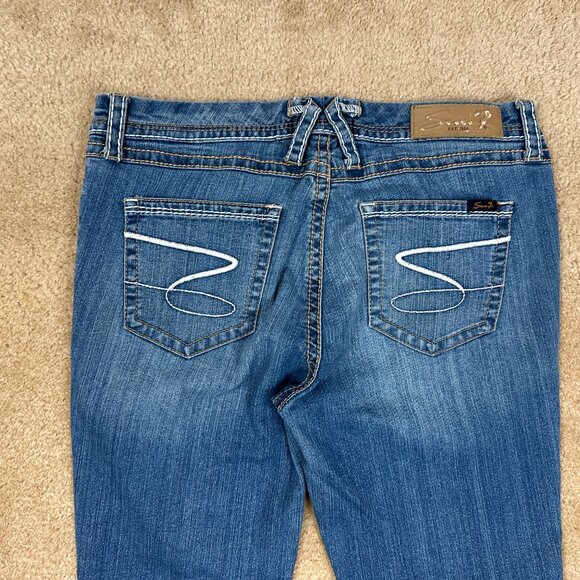 Y2K Women's Seven7 Boot Cut Flare Bling Stretch Jeans Size 10 W 30" L 32.5" Used - Picture 2 of 11